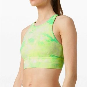 Lululemon Energy High Neck Longline Sports Bra in Shibori Highlight Yellow